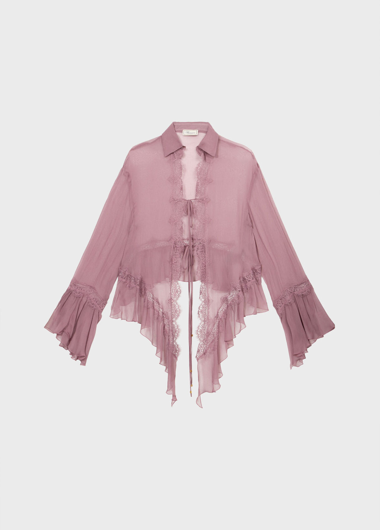 Crepe de chine and lace asymmetrical shirt - Blumarine